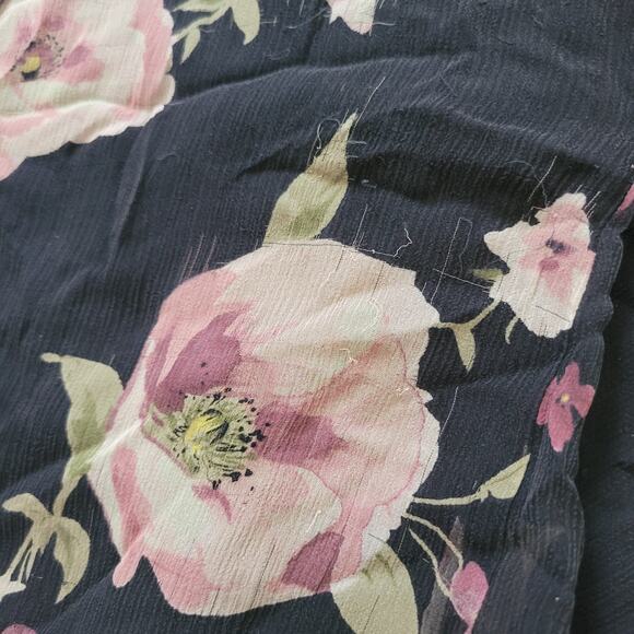 Lauren Ralph Lauren Size 16W 100% Silk Black Floral Ruffle Hem Maxi Skirt - Picture 8 of 8